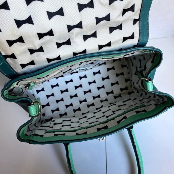 Kate Spade colorblock emerald satchel Catherine Street Joanie green leather cros - Picture 6 of 10